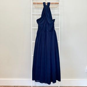 Gal Meets Glam Navy Mia Twist Chiffon Midi Dress
